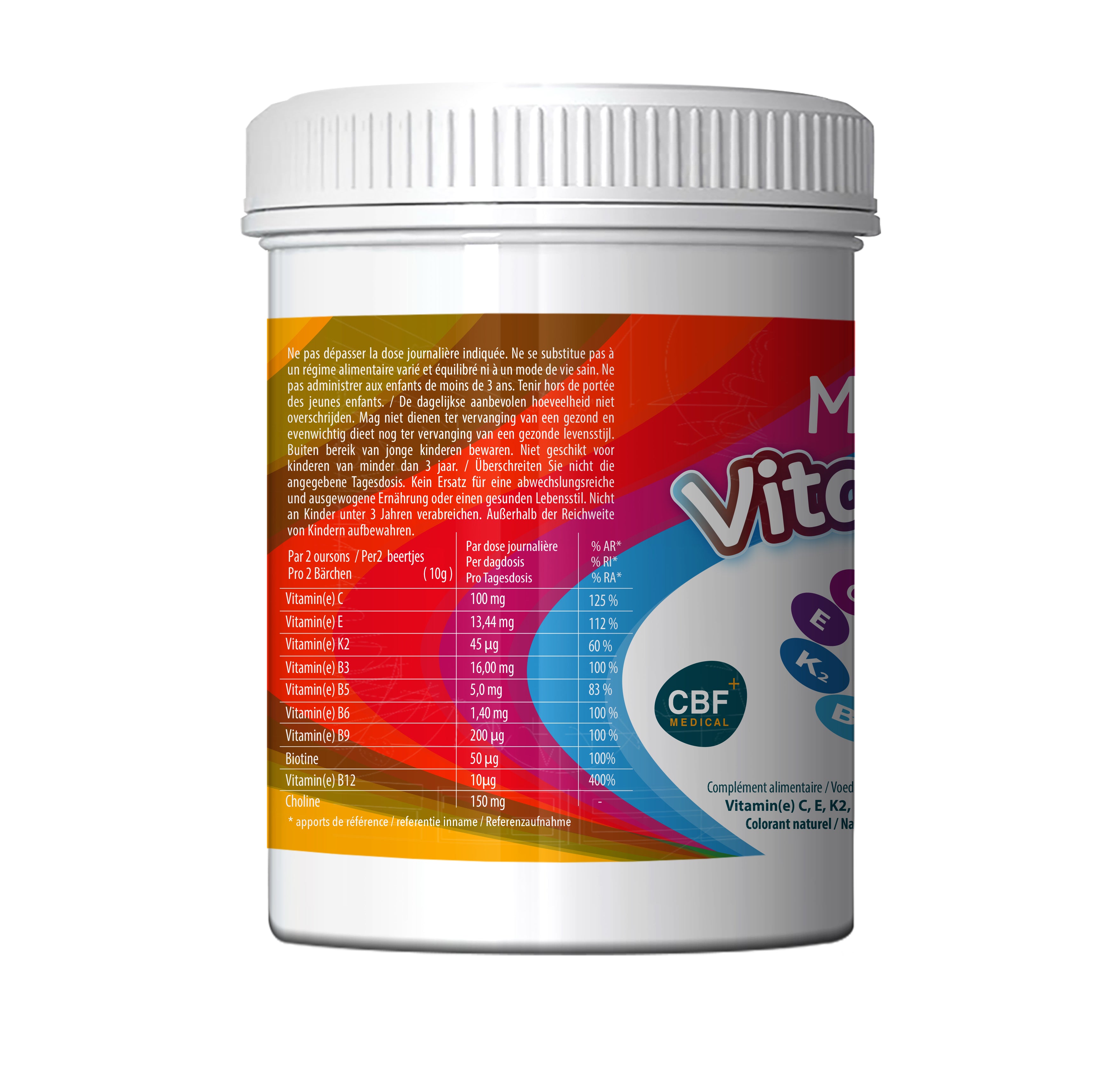 Gommes multivitamine - 🍊 Goût cerise - 60 🧸 oursons