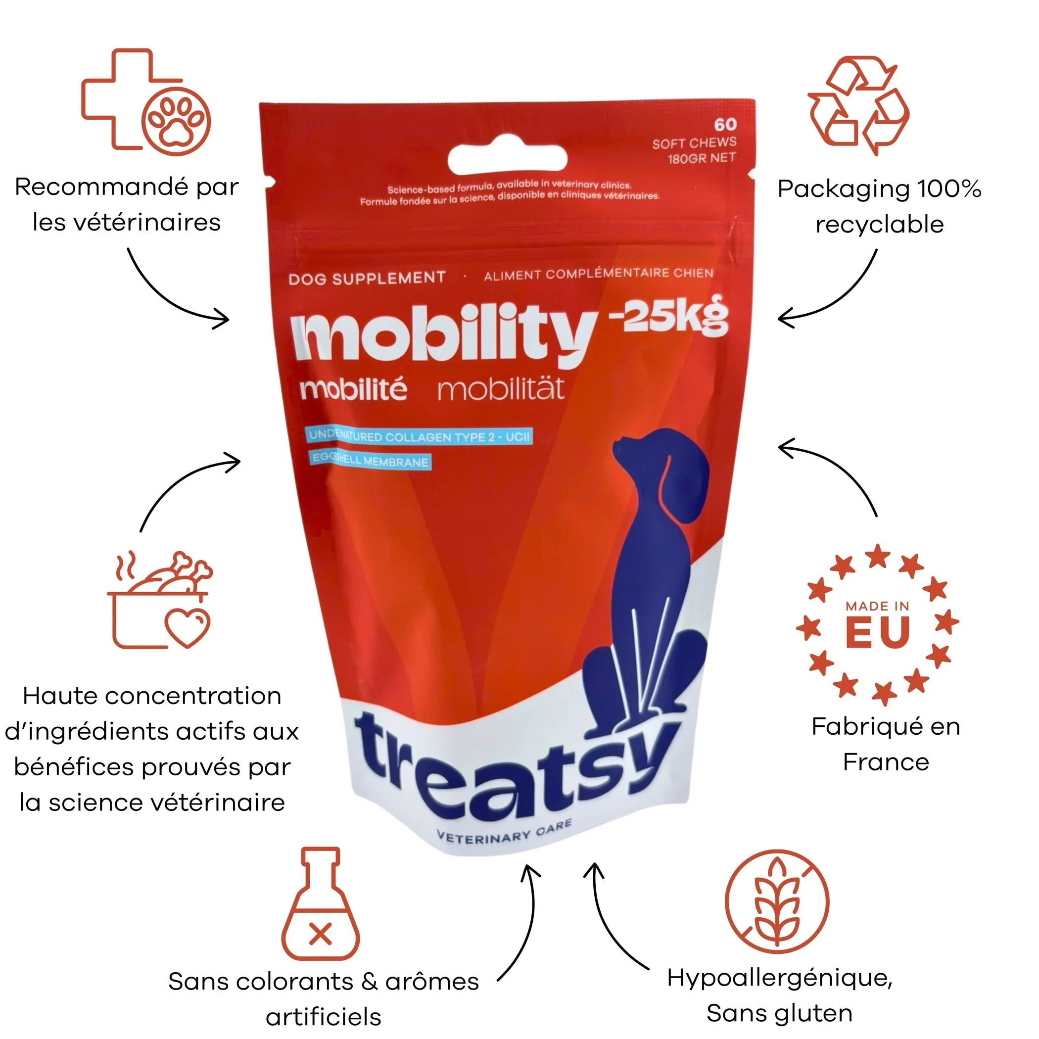🐕 Treatsy Mobility – Schmackhafte Nahrungsergänzungsmittel für aktive oder ältere Hunde 🦴💪