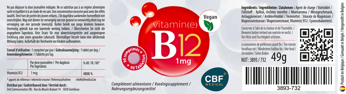 VITAMINE B12 CBF - 90 tabletten