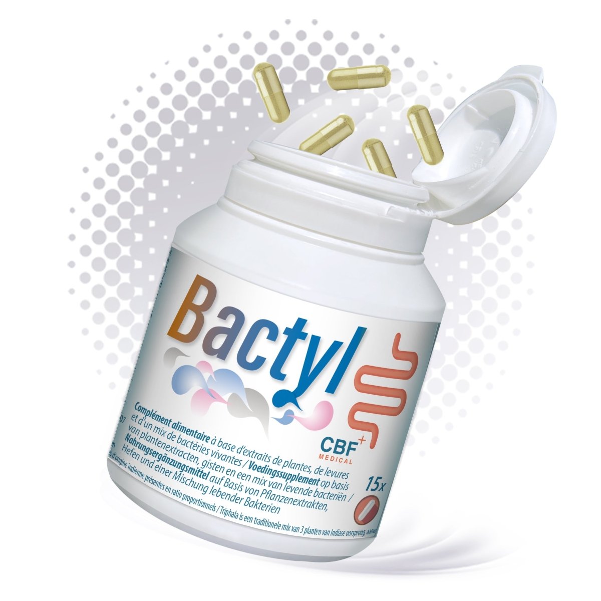 🌿 Bactyl - Complément Probiotique , pré - biotique +Tannate de gélatine 🌱✨ - 15 gélules - CBF Medical