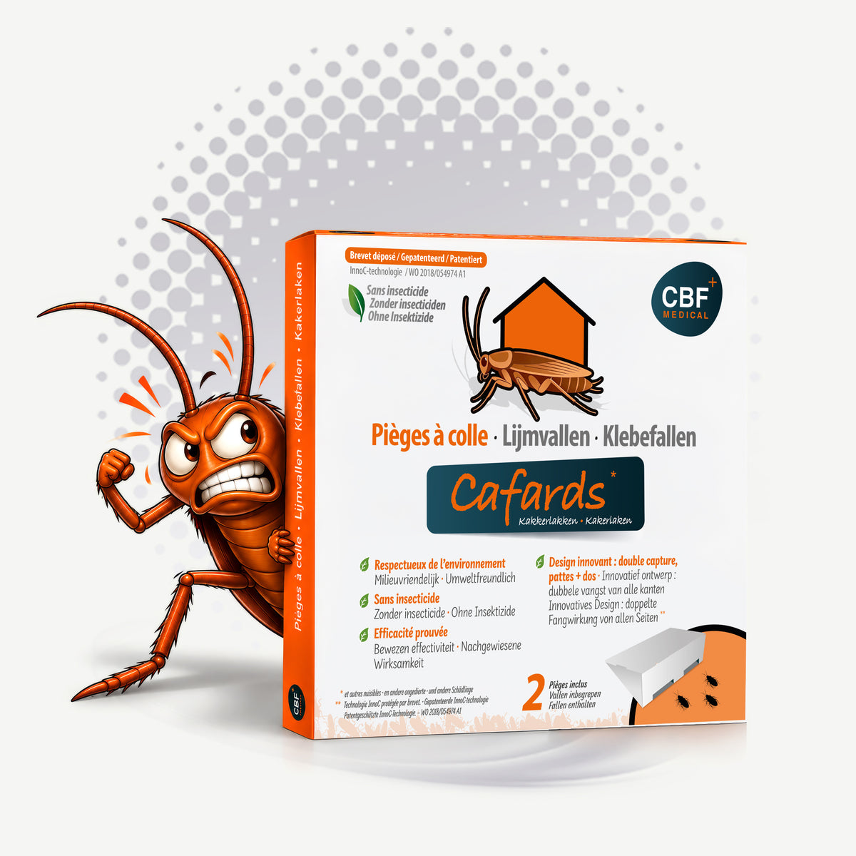 🪳 Pièges à colle anti-cafards CBF Medical – 2 pièges