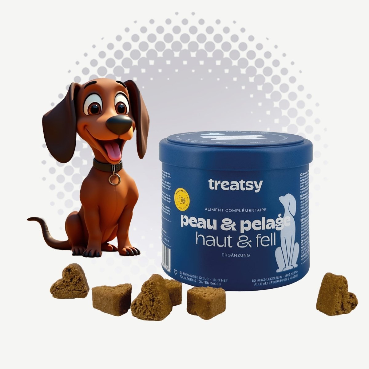 🐕 Treatsy Haut & Fell – Schmackhafte Hundefutterergänzungen für gl