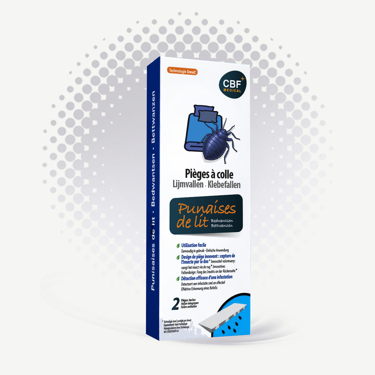 🛏️ Pièges à colle anti-punaises de lit CBF Medical – 2 pièges