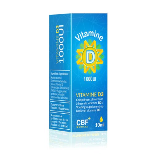 🌞 Vitamine D3 1000 UI - 700 Gouttes avec Pipette Compte - Goutte 💧 - CBF Medical