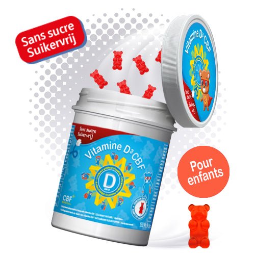 Oursons Vitamine D3 - 150 Oursons 🌞 Goût fraise 🍓 - 150 oursons SANS SUCRE - CBF Medical