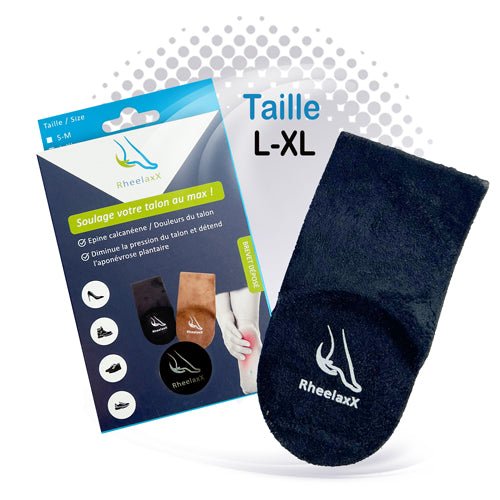 👣 Rheelaxx - Semelle - STOP à la douleur au talon - Taille : L - XL / 42 - 46 - Noir - Prix Top - Santé 2024 - CBF Medical