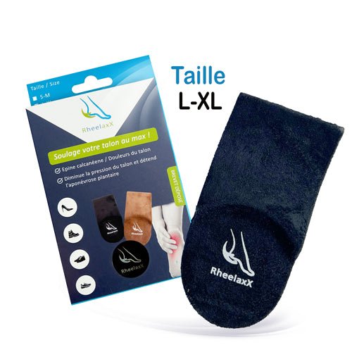 👣 Rheelaxx - Semelle - STOP à la douleur au talon - Taille : L - XL / 42 - 46 - Noir - Prix Top - Santé 2024 - CBF Medical