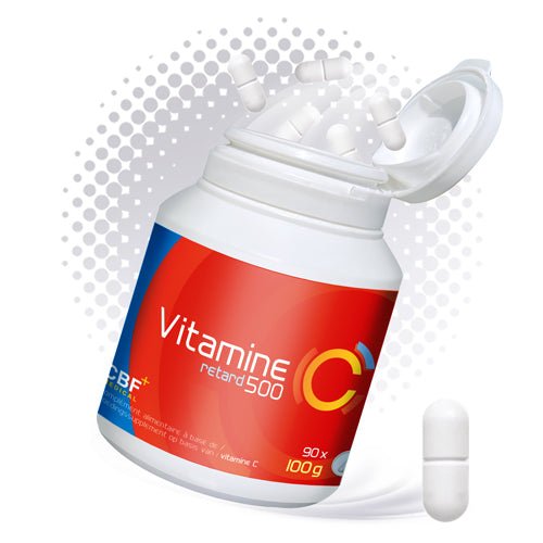 🍊 Vitamine C - Retard - 500 mg - 90 Gélules 🌟 - CBF Medical