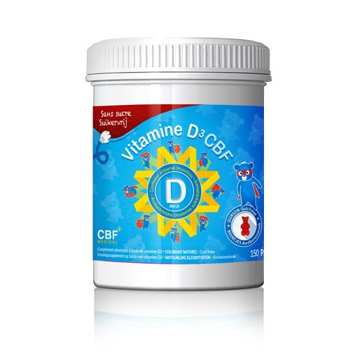 Oursons Vitamine D3 - 150 Oursons 🌞 Goût fraise 🍓 - 150 oursons SANS SUCRE - CBF Medical
