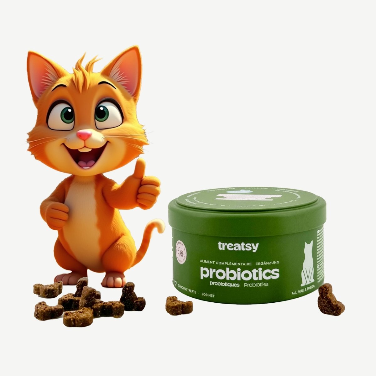 🐱 Treatsy Probiotiques – Compléments appétents pour chats pour une digestion saine et un microbiote renforcé 🌱💩 - CBF Medical