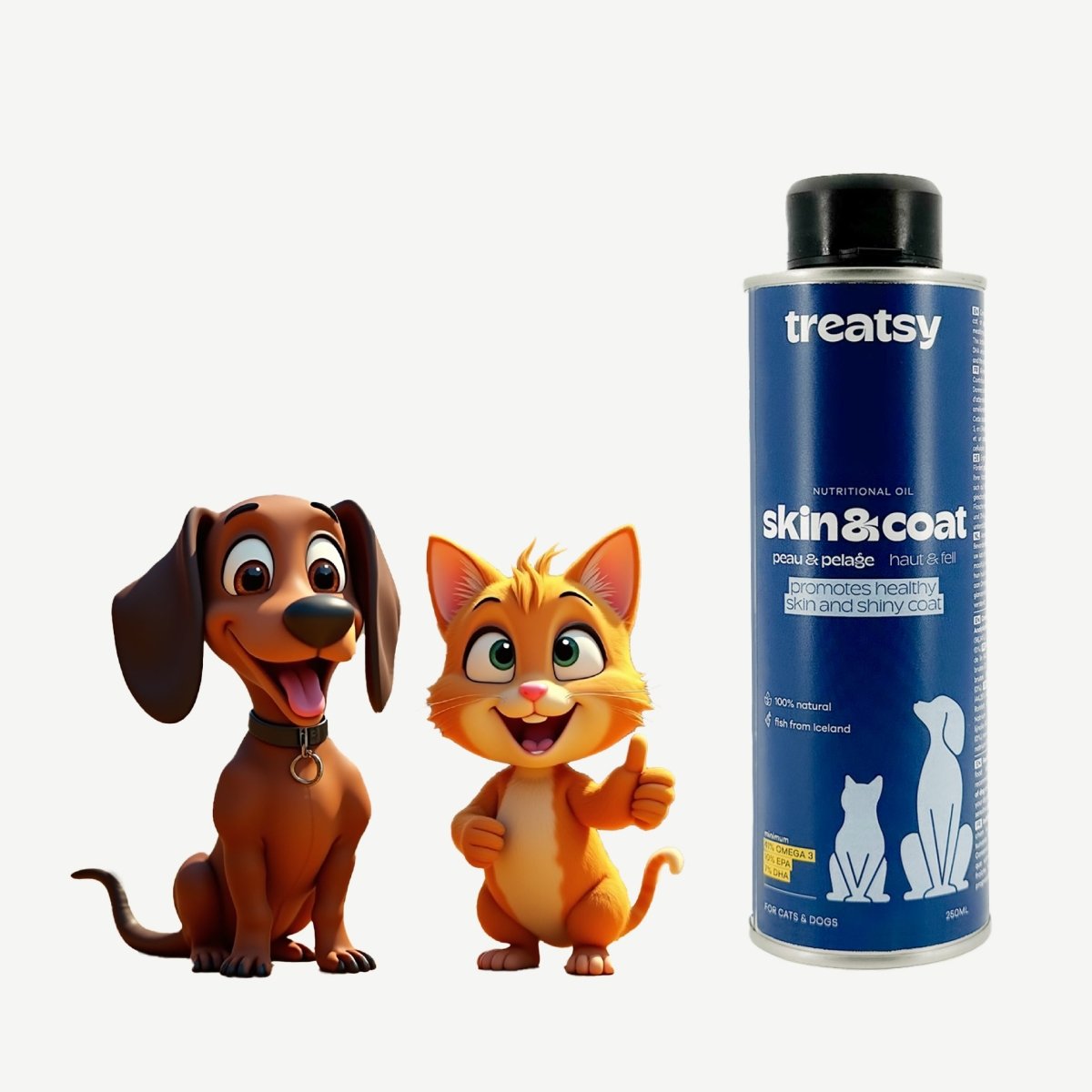 🐱 🐶 Treatsy Peau & pelage – Huiles appétente 250 ml pour chiens & chats 🌟🐶🐱 - CBF Medical