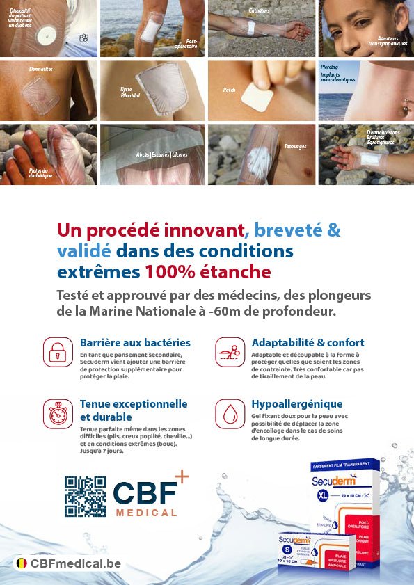 💧 Secuderm - Taille XL (20x50cm) - Pansement Étanche 100% Protecteur 🛡️ - CBF Medical