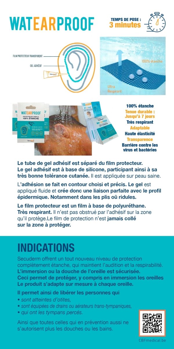 🌊 2 boîtes Waterproof 🐚 : Le pansement 100 % étanche pour protéger vos oreilles 👂 ! - CBF Medical