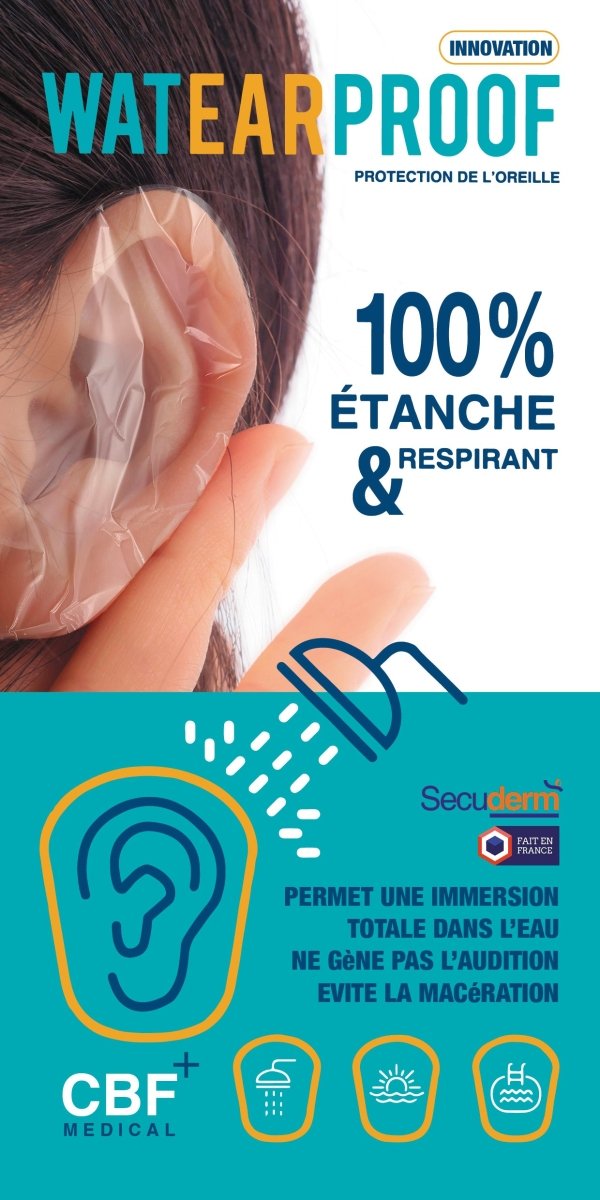 🌊 2 boîtes Waterproof 🐚 : Le pansement 100 % étanche pour protéger vos oreilles 👂 ! - CBF Medical