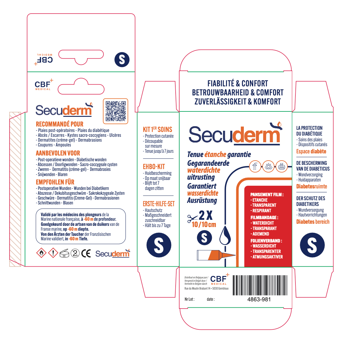 💧 Secuderm – Größe S (10 x 10 cm) – 100 % schützender, wasserdichter Verband 🛡️