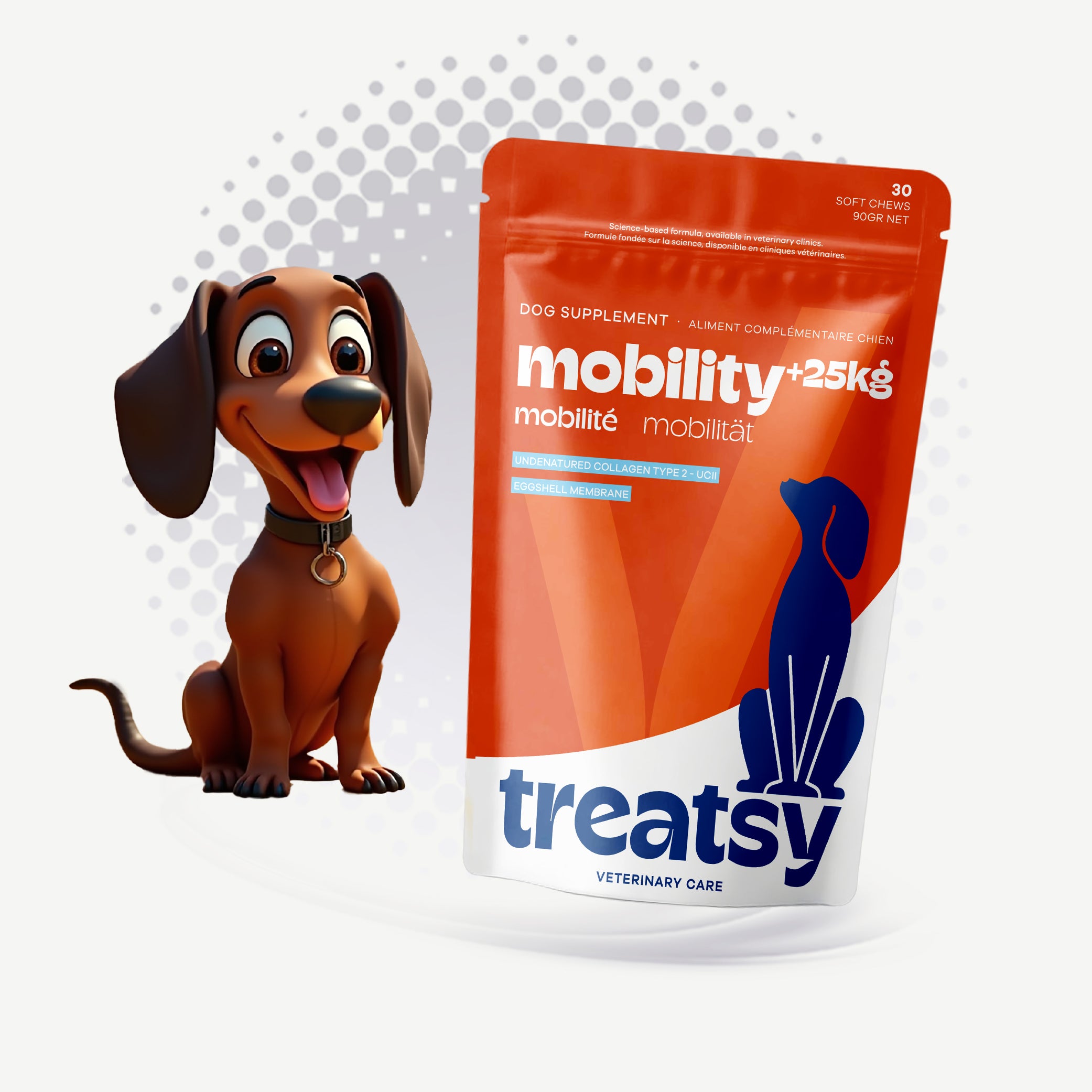 🐕 Treatsy Mobility – Schmackhafte Nahrungsergänzungsmittel für aktive oder ältere Hunde 🦴💪