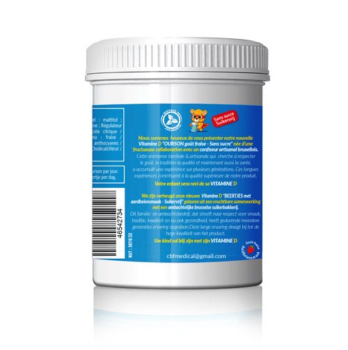 Oursons Vitamine D3 - 150 Oursons 🌞 Goût fraise 🍓 - 150 oursons SANS SUCRE - CBF Medical
