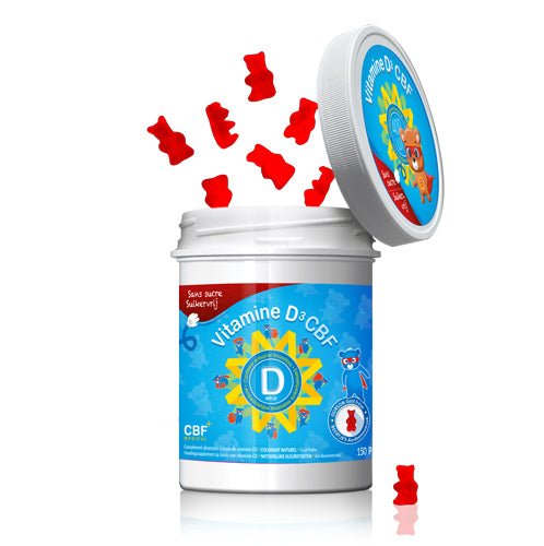 Oursons Vitamine D3 - 150 Oursons 🌞 Goût fraise 🍓 - 150 oursons SANS SUCRE - CBF Medical